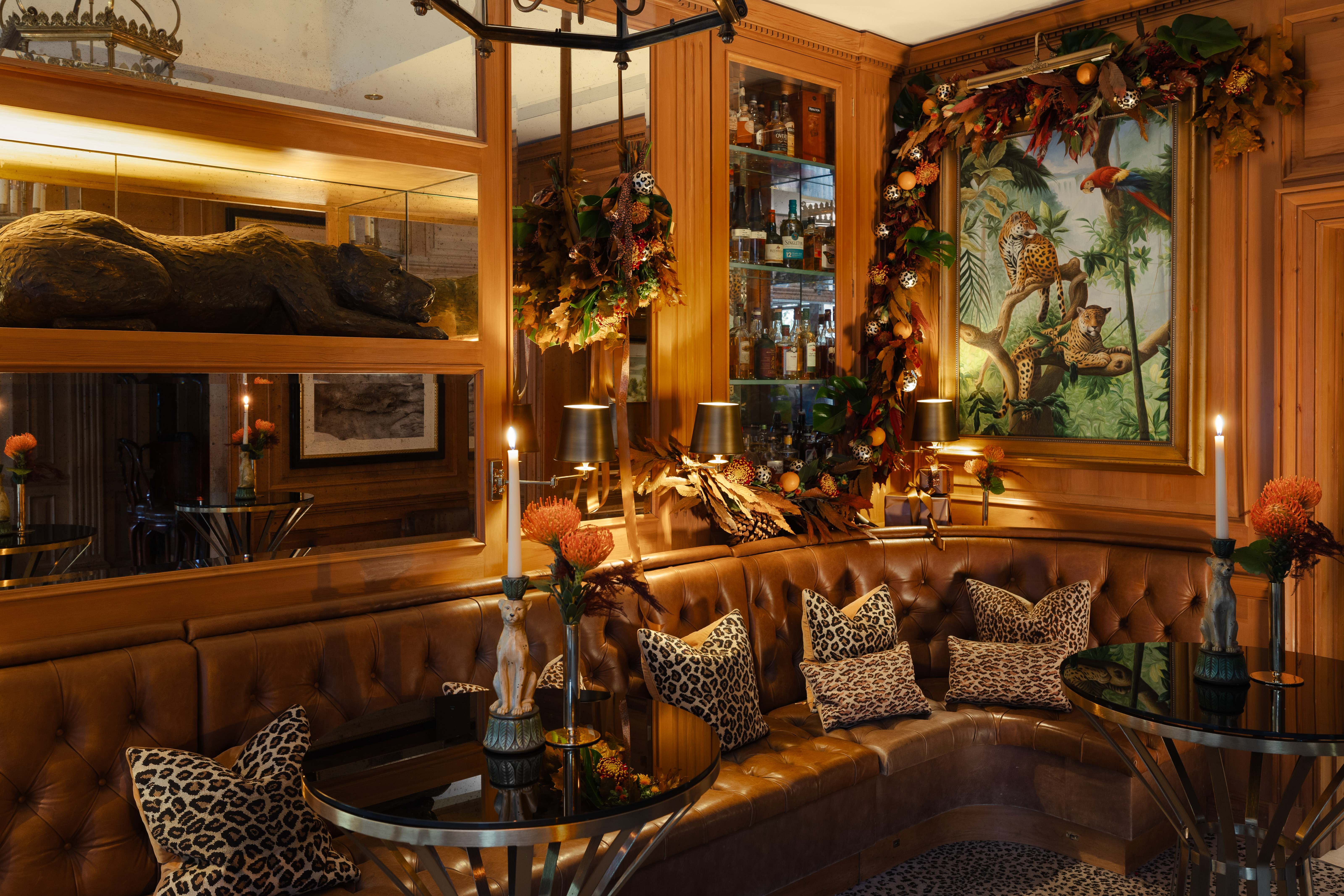 Leopard Room decorated for Christmas parties