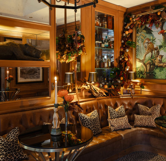 Leopard Room decorated for Christmas parties Leopard Room decorated for Christmas parties