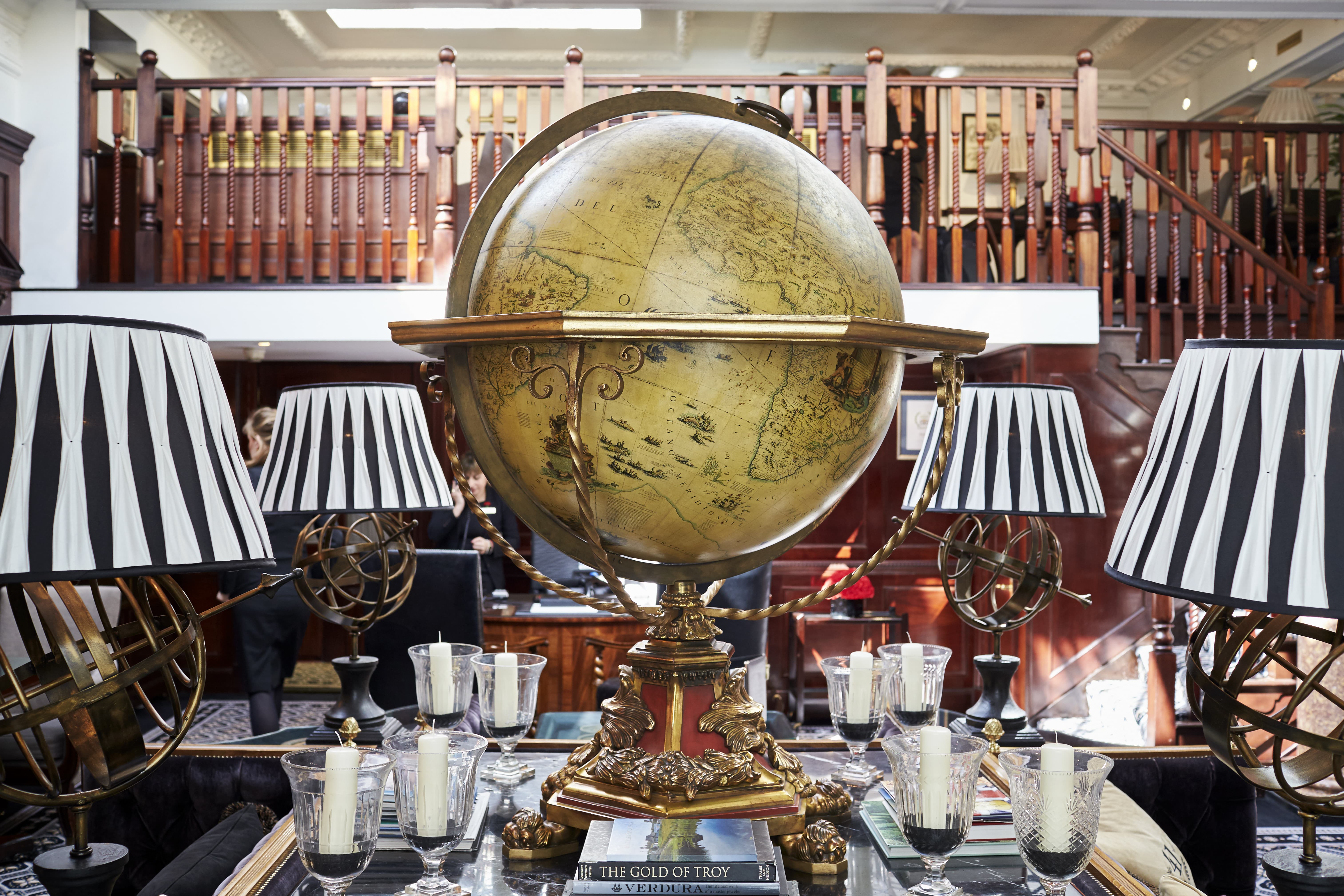 Close up of the Globe and decor in The Lounge