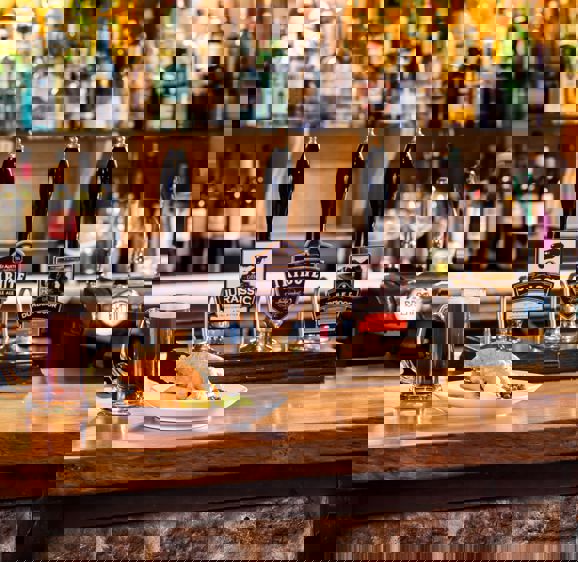 Fish and chips at bar Fish and chips at bar