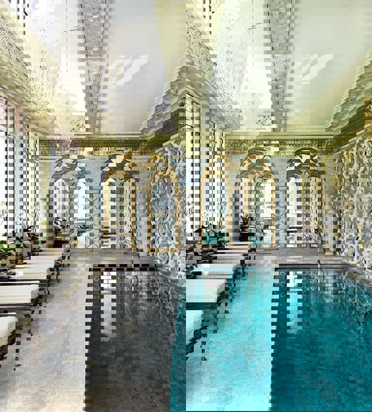 View of Ashford Castle's pool area View of Ashford Castle's pool area