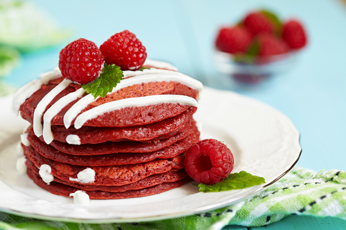 Red velvet pancakes