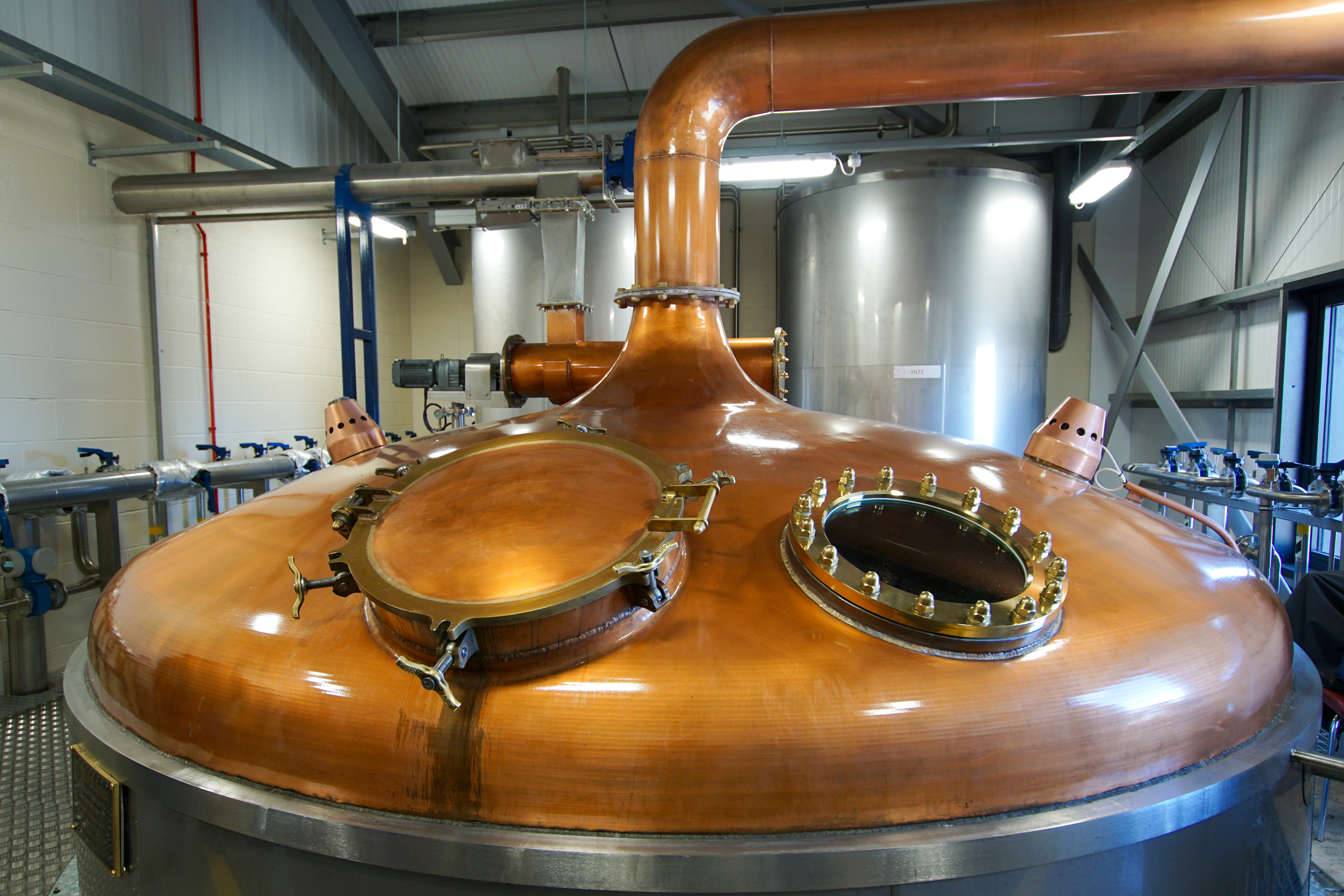 The copper mash tun of the Ardnahoe distillery on the Isle of Islay 1