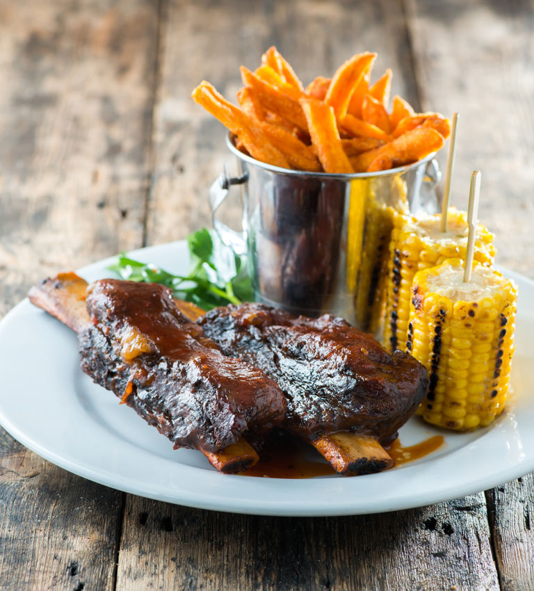 BBQ Beef Short Ribs with corn on the cob BBQ Beef Short Ribs with corn on the cob