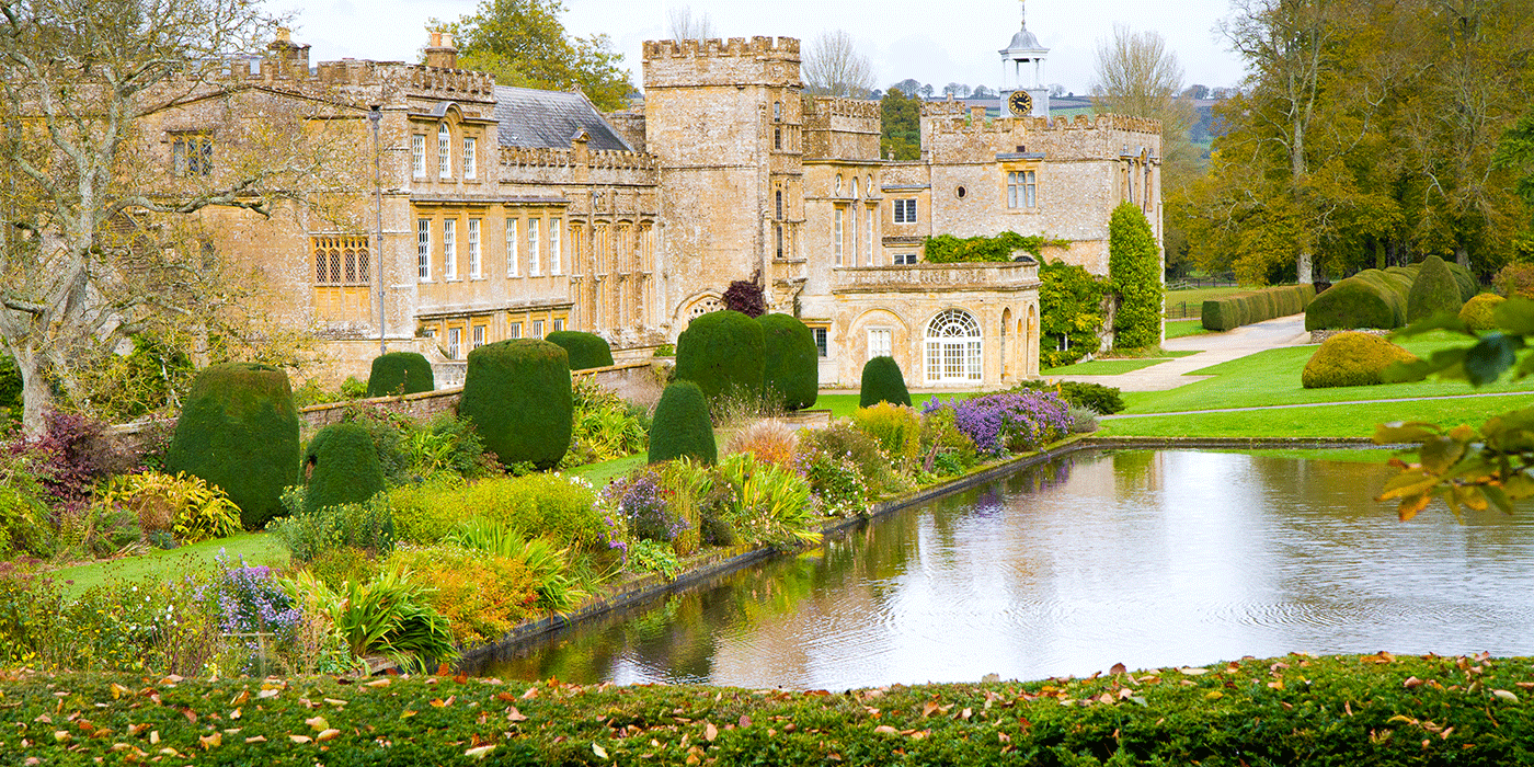 Forde Abbey Dorset England in autumn, former Cistercian monastery now a tourist attraction and a Grade I listed building