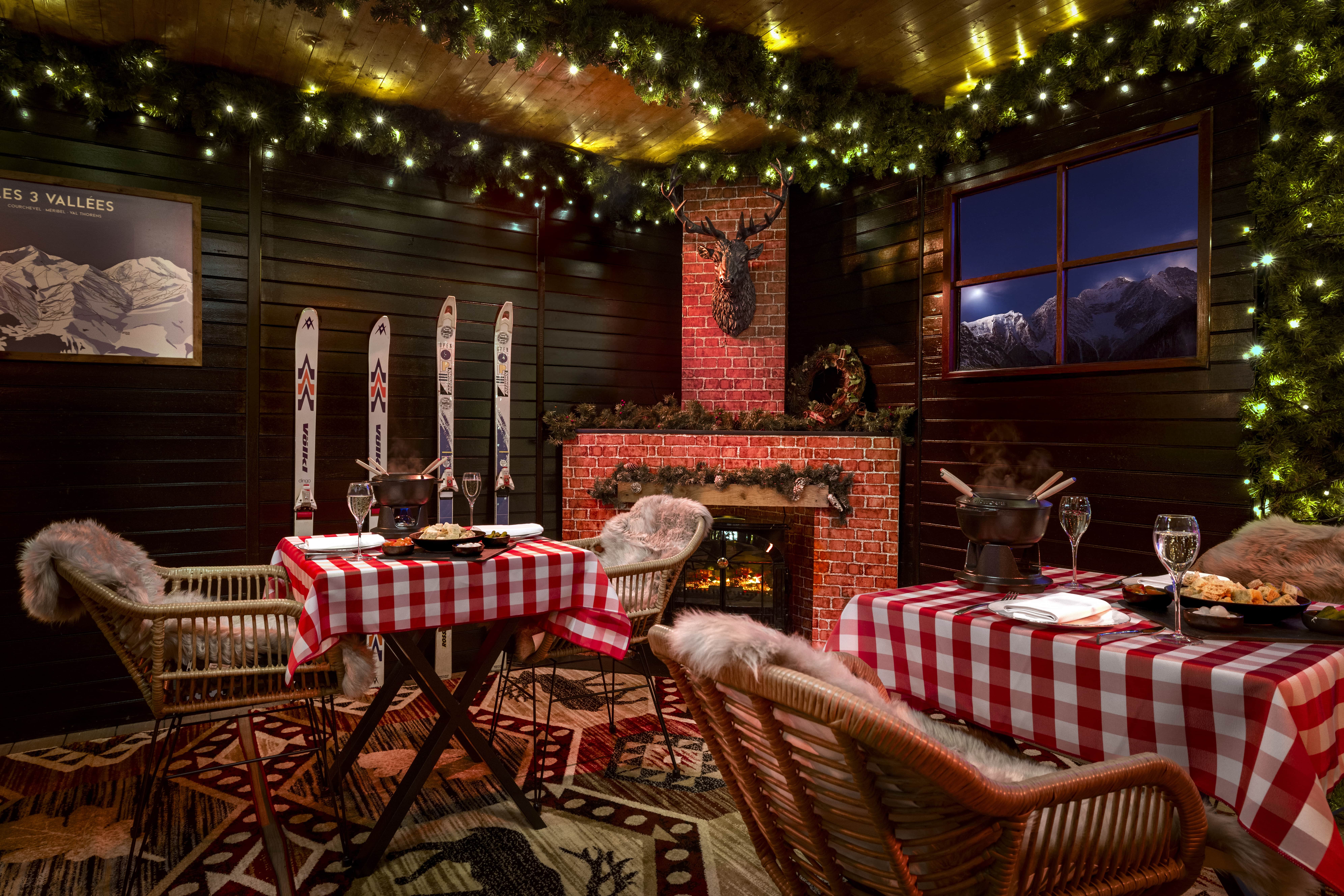 Montague Ski Lodge Fondue set up 