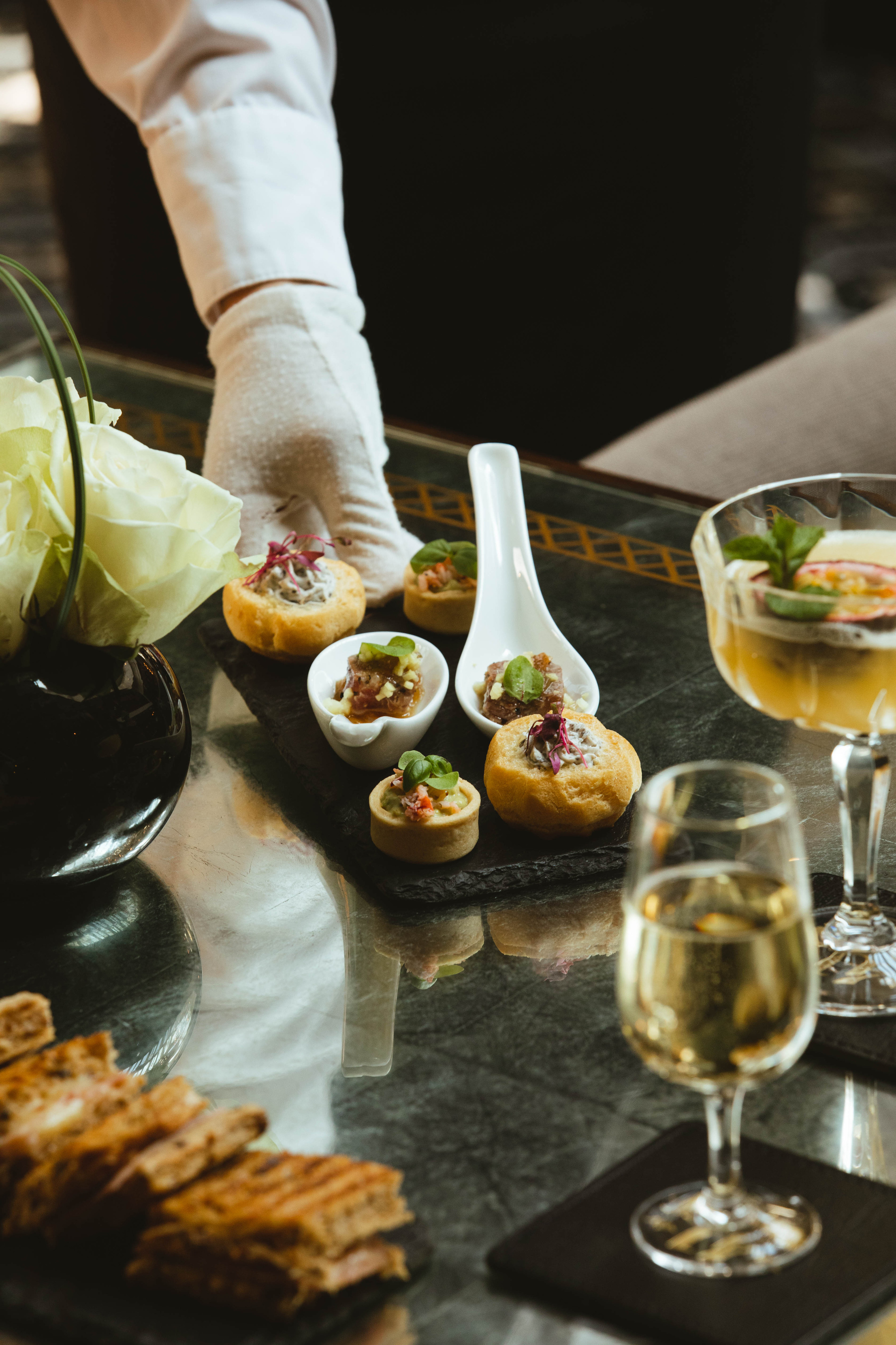 Enjoy complimentary canapés