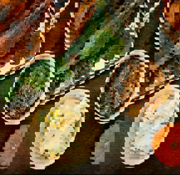 Thanksgiving table of food Thanksgiving table of food