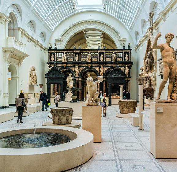 Interior view of Victoria and Albert Museum. Victoria and Albert Museum - world's largest museum of decorative arts and design. Interior view of Victoria and Albert Museum. Victoria and Albert Museum - world's largest museum of decorative arts and design.
