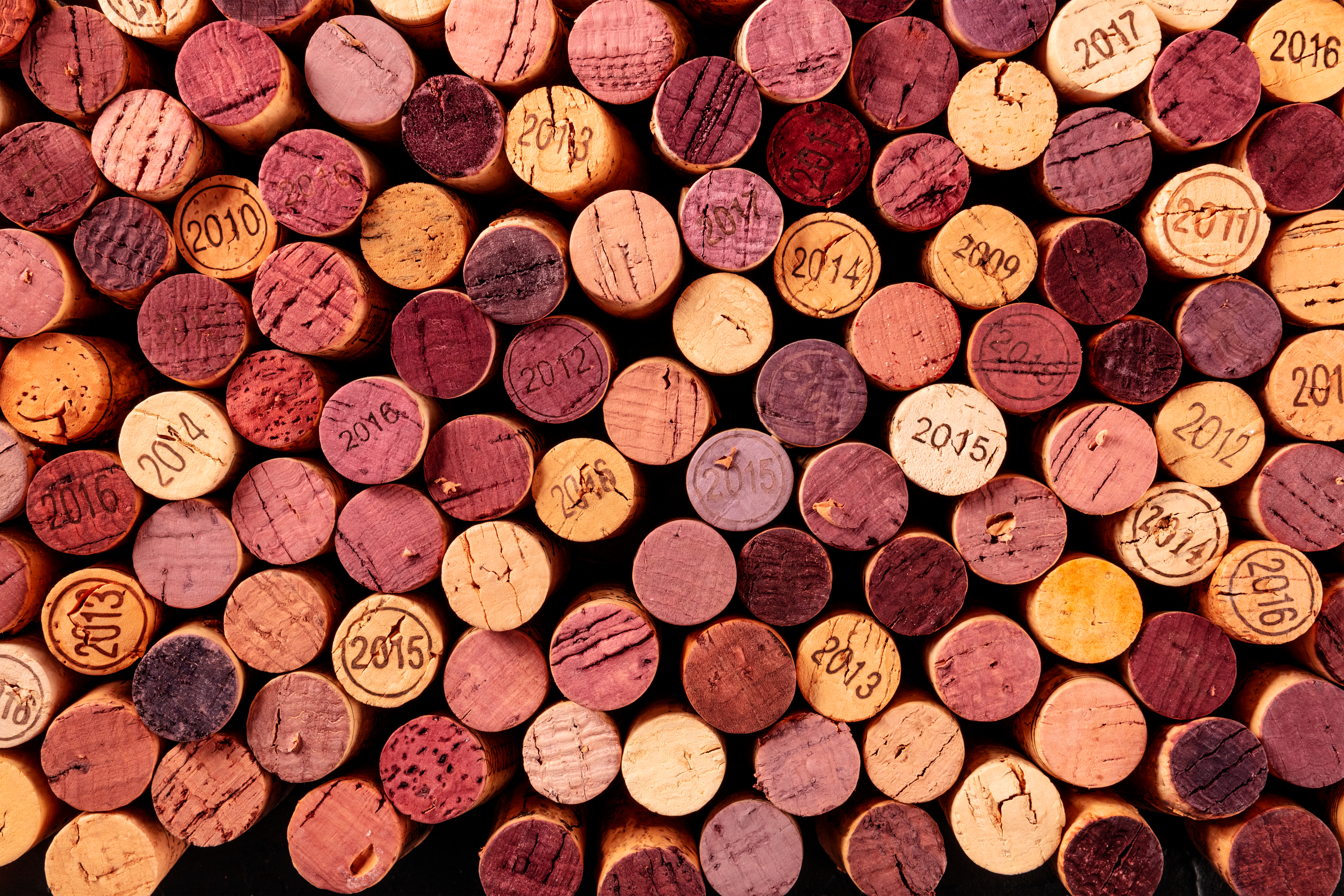 Wine corks background, shot from the top