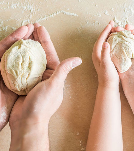 Children baking with parents Children baking with parents