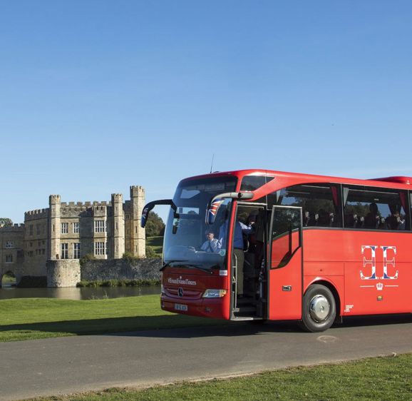 Evan Evans Bus traveling through London Evan Evans Bus traveling through London