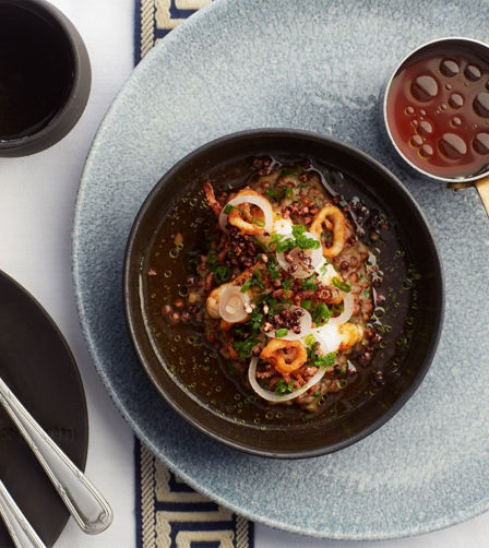 Risotto and broth Risotto and broth