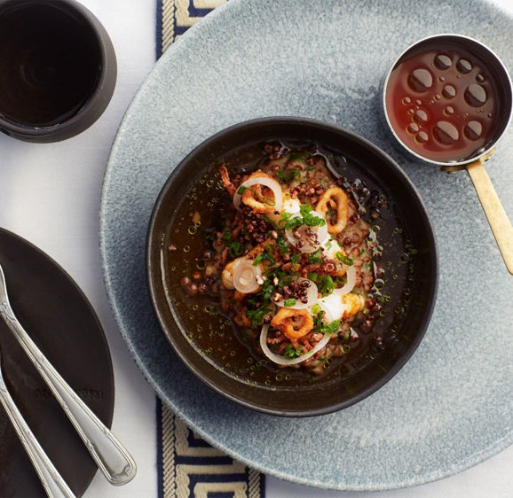 Risotto and broth Risotto and broth