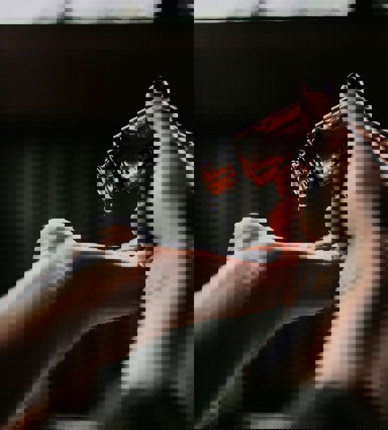 Close Up Of Amber Glass Bottle Close Up Of Amber Glass Bottle