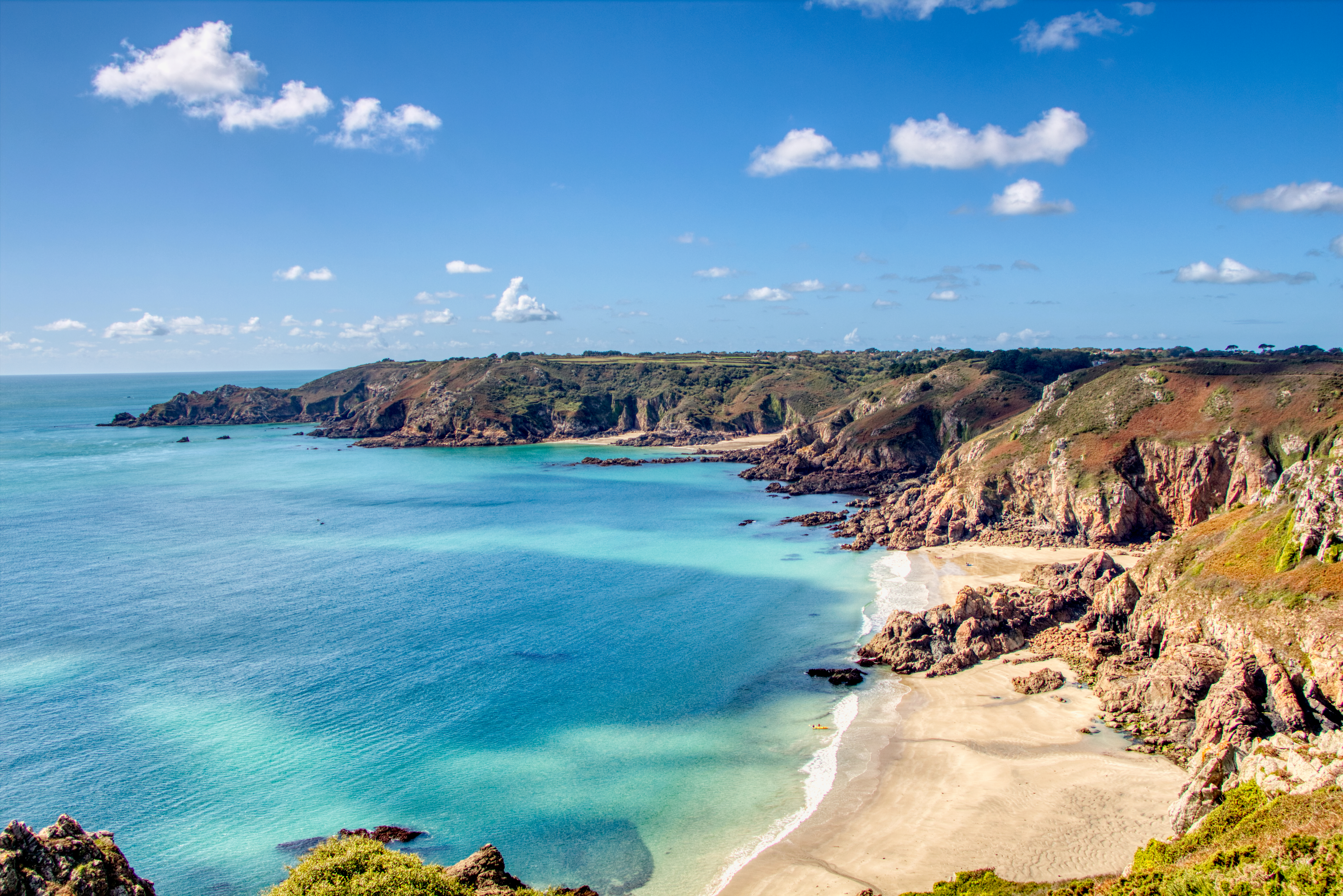 South coast cliffs of Guernsey. Looking over towards Petit Bot