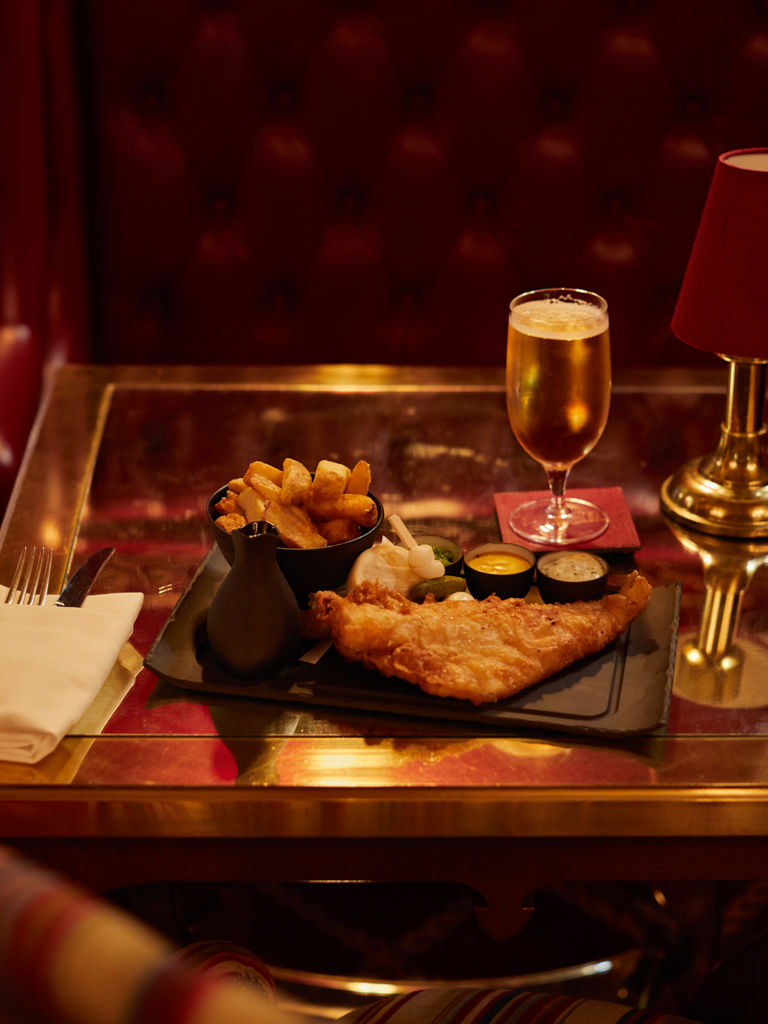 Fish and chips in New York bar  Fish and chips in New York bar