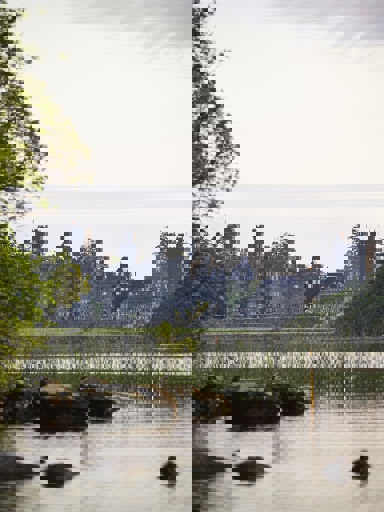 View of Ashford Castle from the water View of Ashford Castle from the water