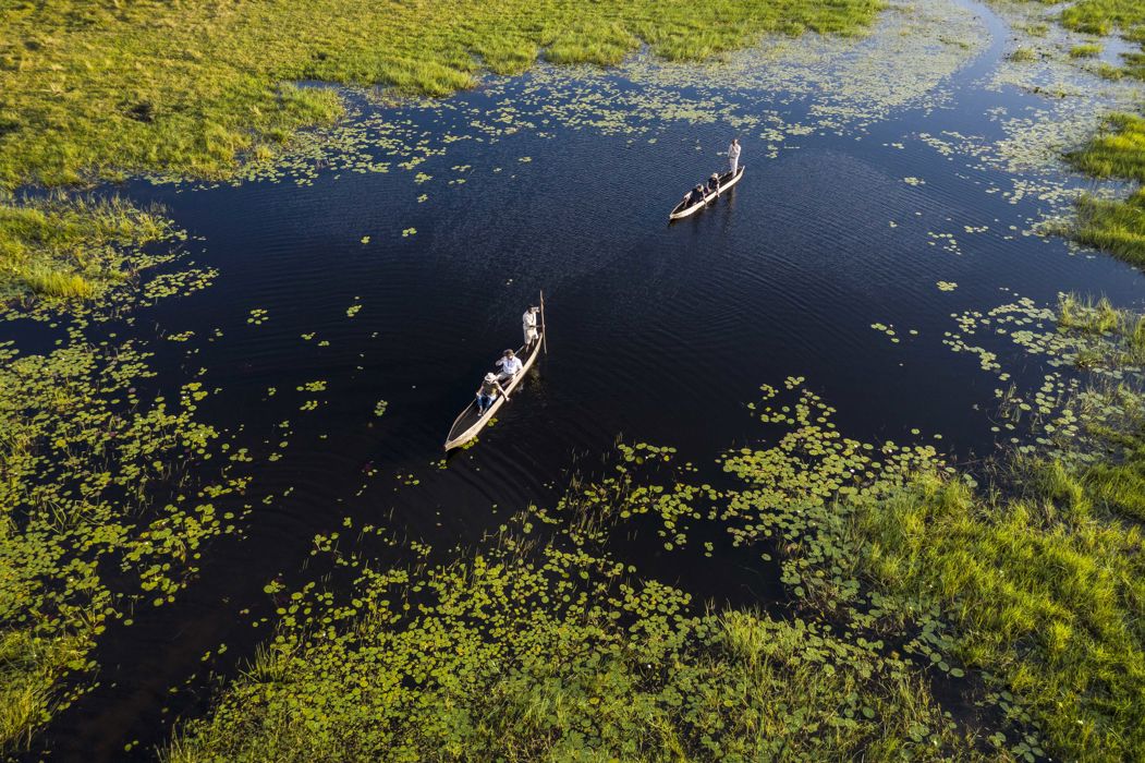 Mokoro Boat people on a water tour