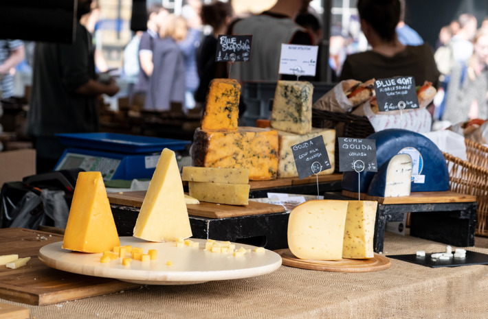 Cheese stall at a food market
