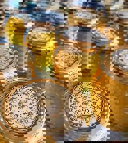 Ashford Castle Estate Honey jars lined up Ashford Castle Estate Honey jars lined up