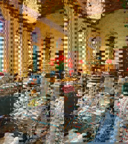 Afternoon tea setup in the Connaught Room Afternoon tea setup in the Connaught Room