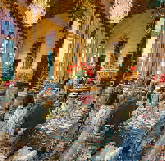 Afternoon tea setup in the Connaught Room Afternoon tea setup in the Connaught Room