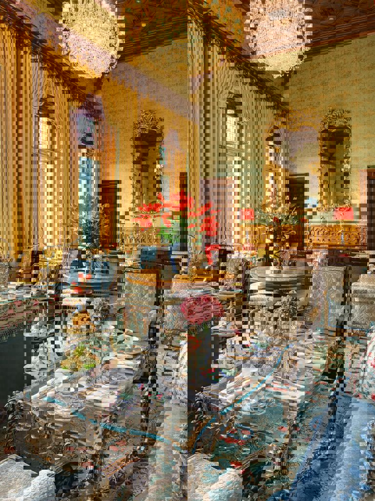 Afternoon tea setup in the Connaught Room Afternoon tea setup in the Connaught Room