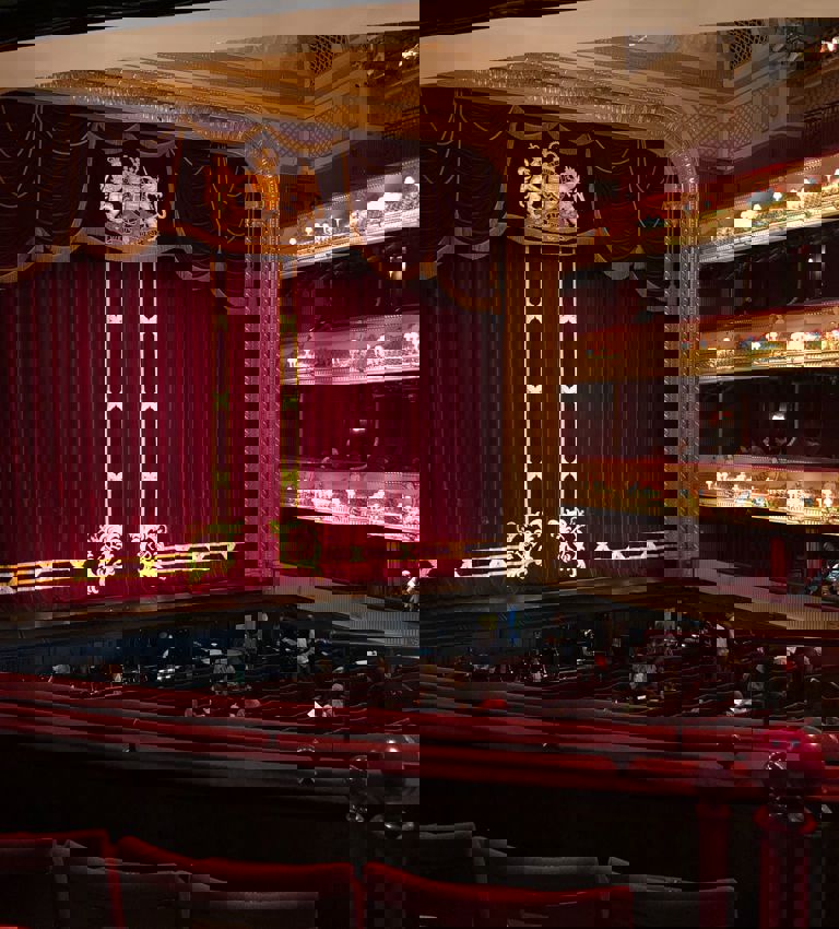 Seating inside a London theatre Seating inside a London theatre