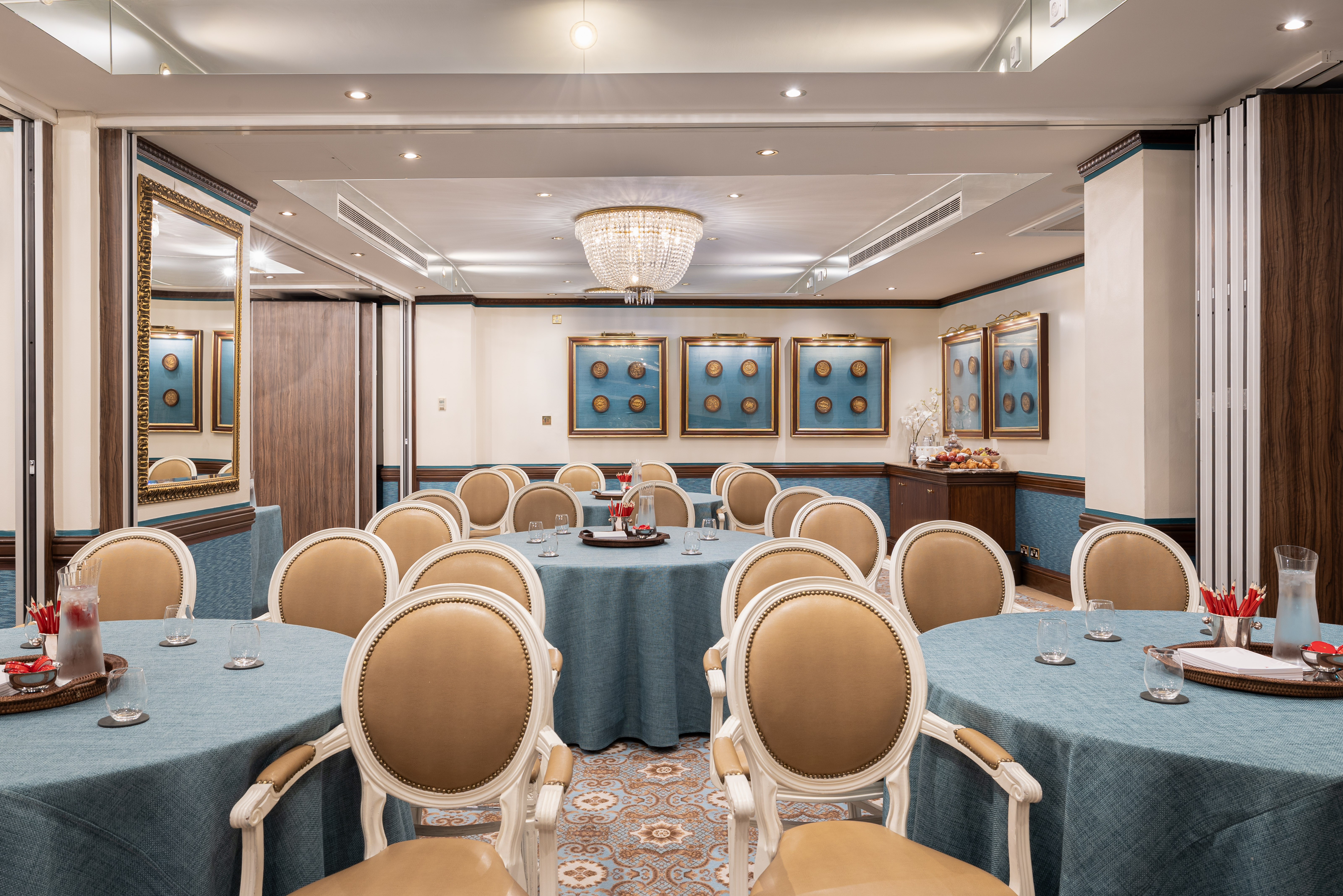 Conference set up in the Van Dyke Suite at The Rubens Hotel, London