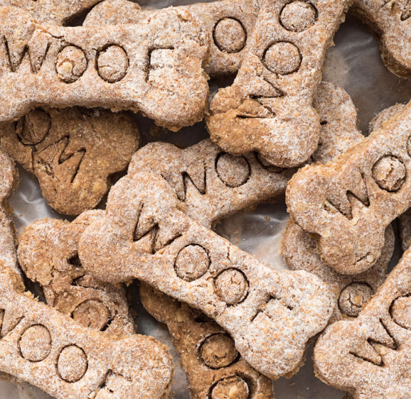 Close-up view of home made dog treats with the word Woof Close-up view of home made dog treats with the word Woof
