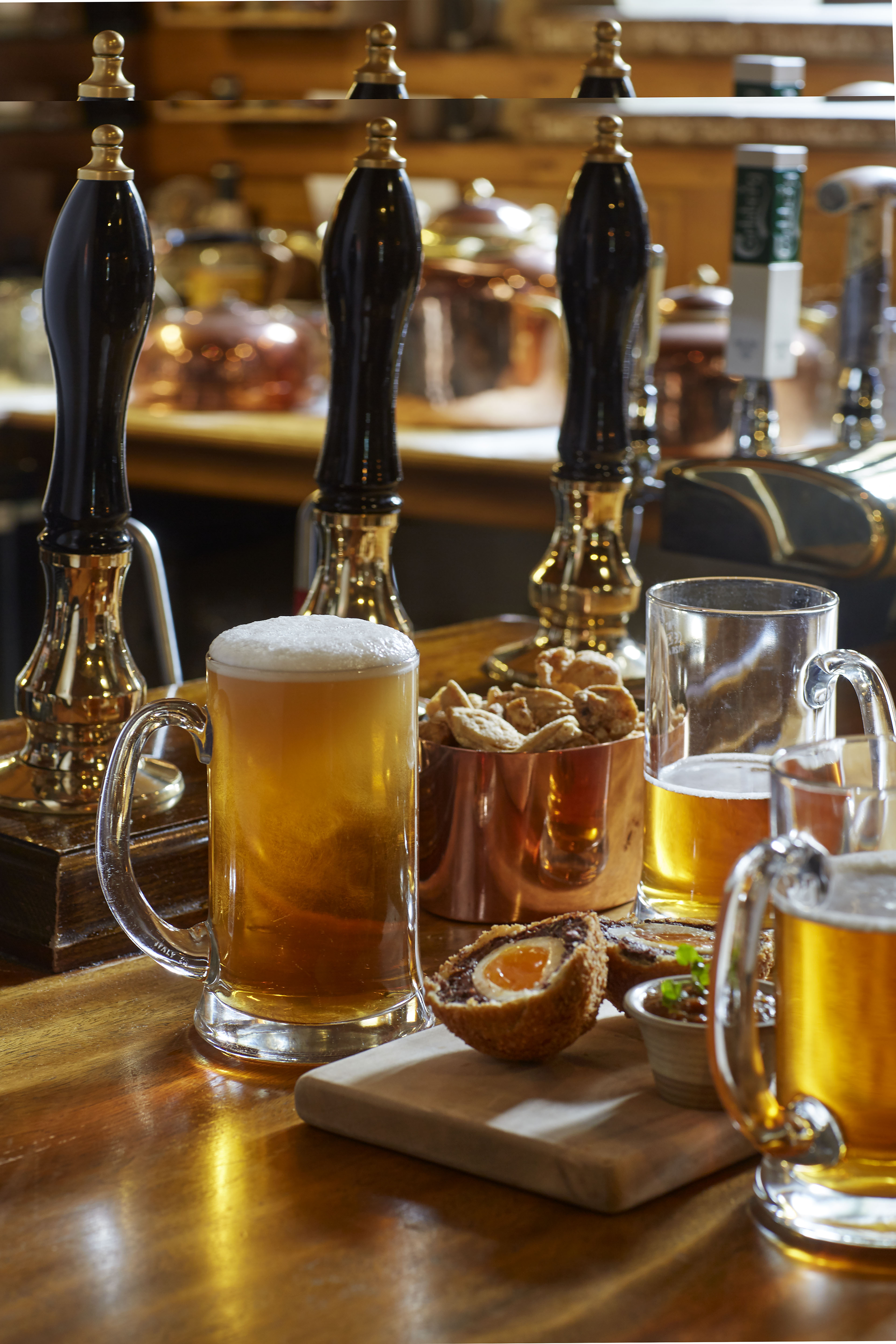 draft bear and a scotch egg 