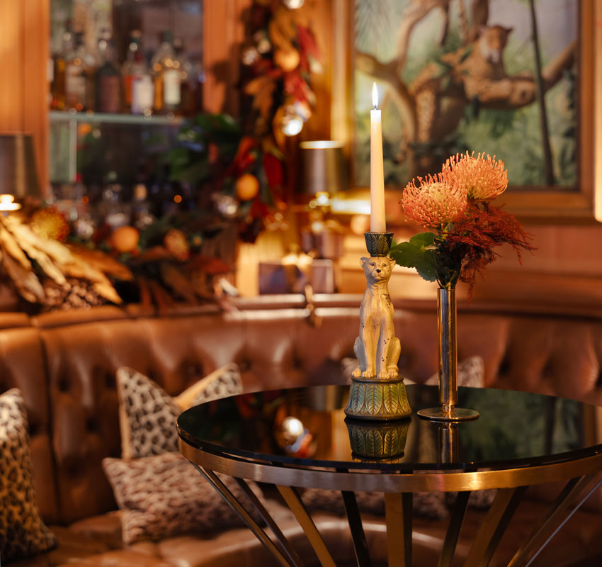 Leopard Room decorated for Christmas parties Leopard Room decorated for Christmas parties