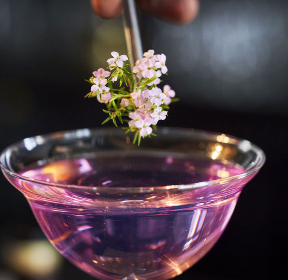 Twelve Apostles Gin Cocktail With Flower Garnish Twelve Apostles Gin Cocktail With Flower Garnish
