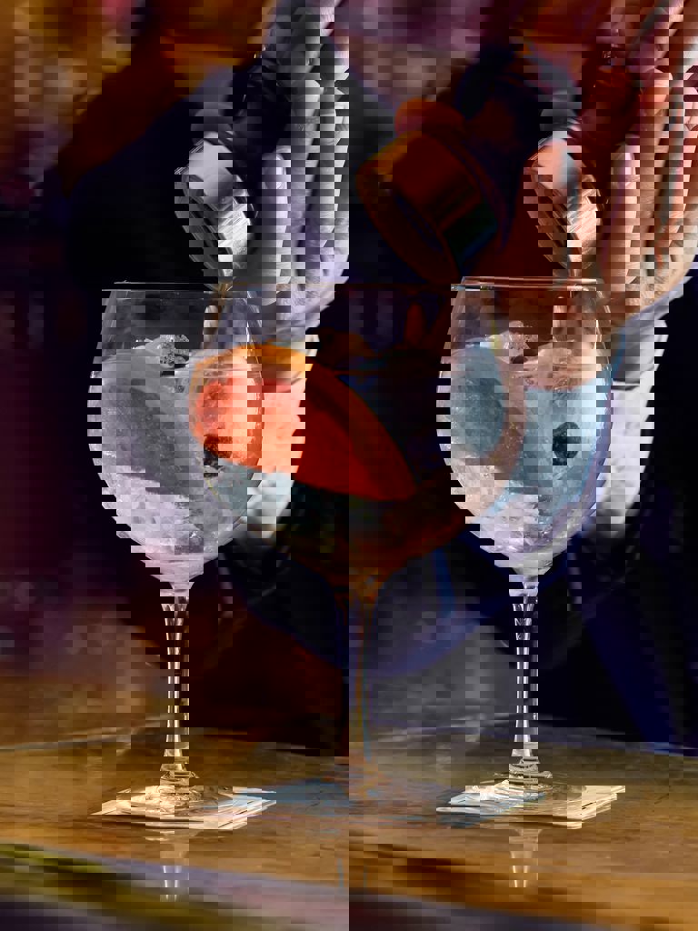 preparation of gin cocktail with grapefruit and berries preparation of gin cocktail with grapefruit and berries