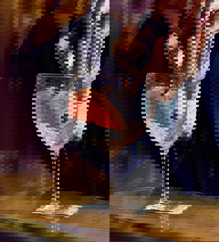 preparation of gin cocktail with grapefruit and berries preparation of gin cocktail with grapefruit and berries