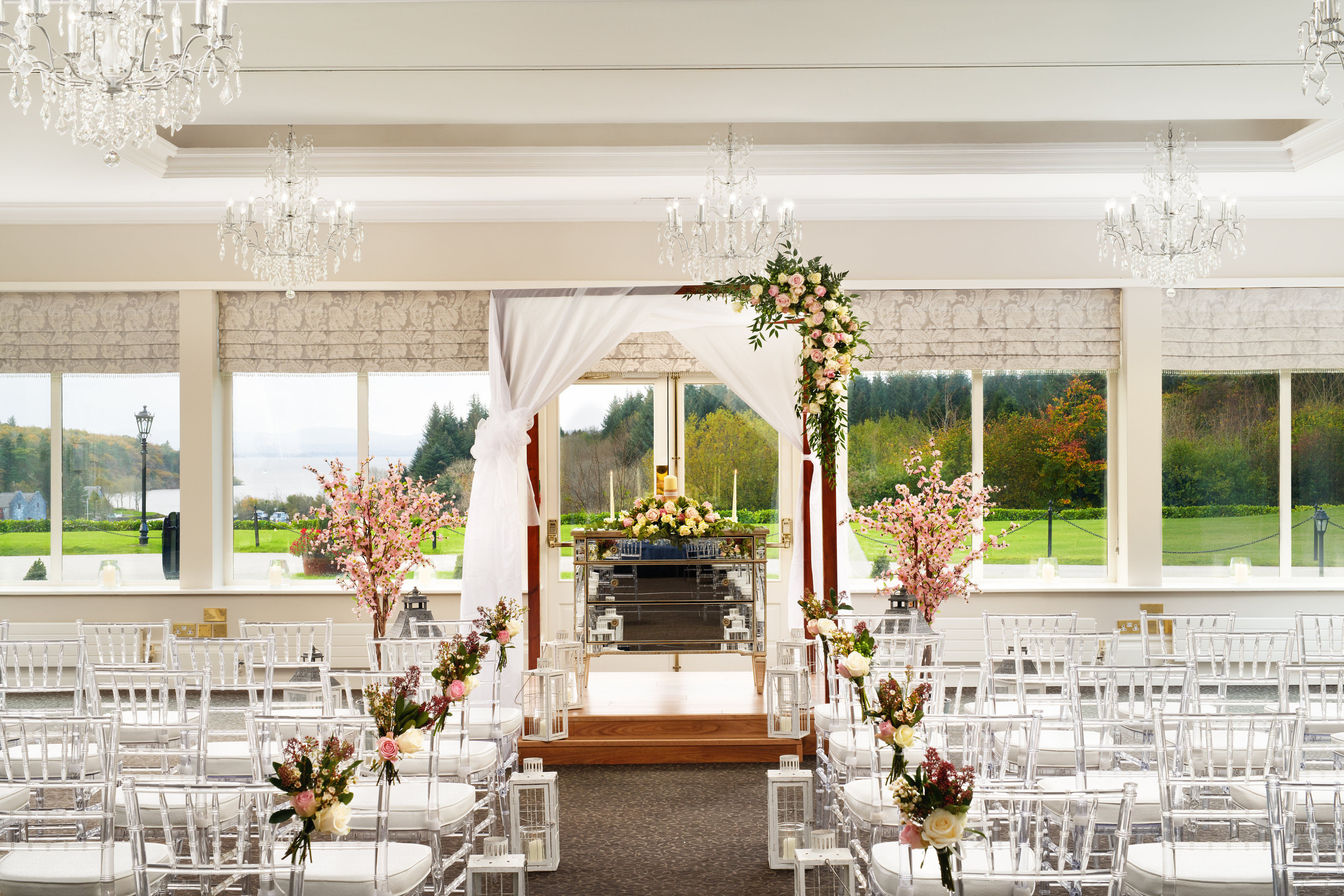 Reception Setup in The Harbour Room At The Lodge At Ashford Castle 
