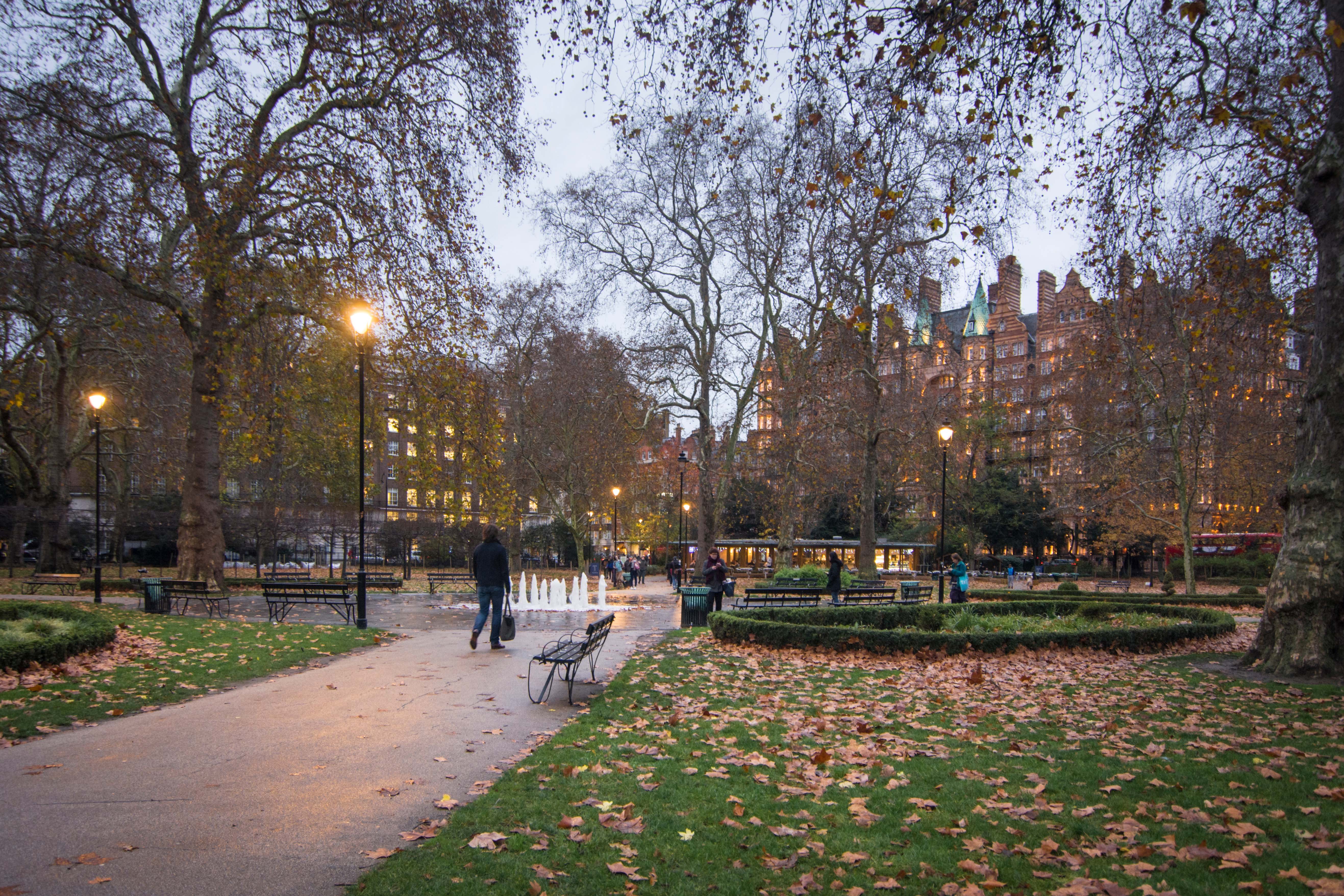 Russell Square, a large garden square in Bloomsbury area of Camden