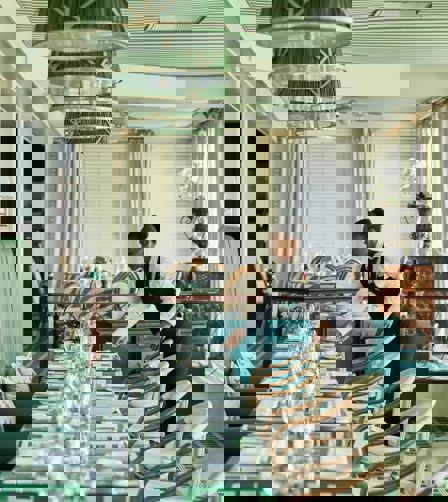 Tables being set in the Brasserie Restaurant Tables being set in the Brasserie Restaurant