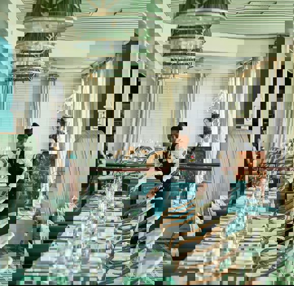 Tables being set in the Brasserie Restaurant Tables being set in the Brasserie Restaurant