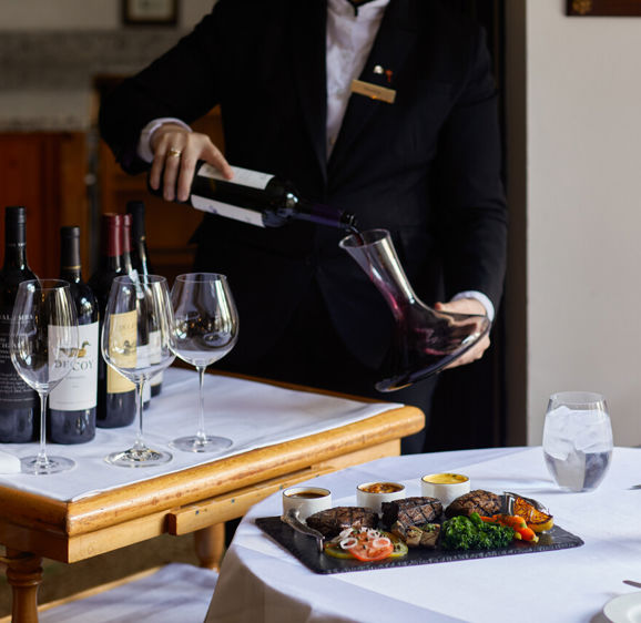 Steak dinner and wine at the Chesterfield Mayfair Hotel  Steak dinner and wine at the Chesterfield Mayfair Hotel