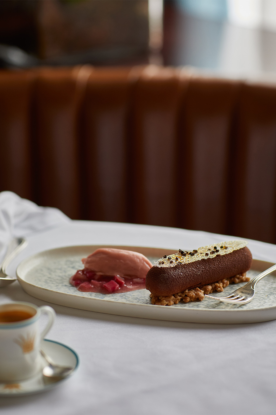 Chocolate dessert with sorbet 