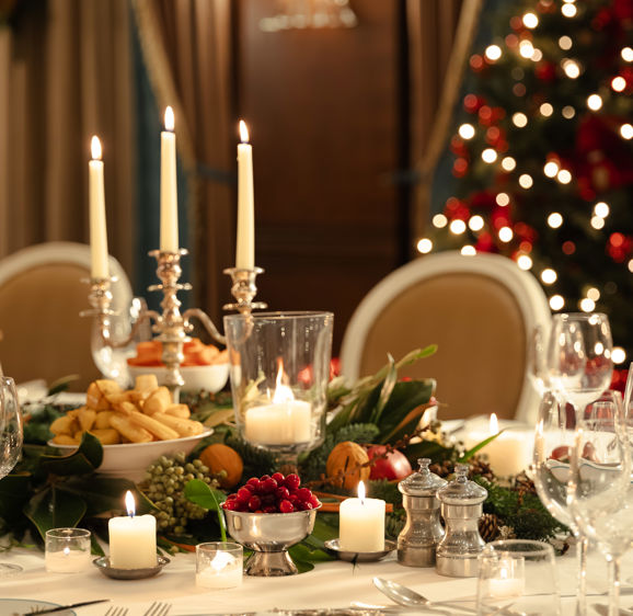 The Rubens Hotel Christmas dining table in the Rembrandt Suite The Rubens Hotel Christmas dining table in the Rembrandt Suite