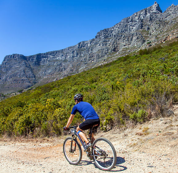 Biker on table mountain Cape Town, South Africa Biker on table mountain Cape Town, South Africa