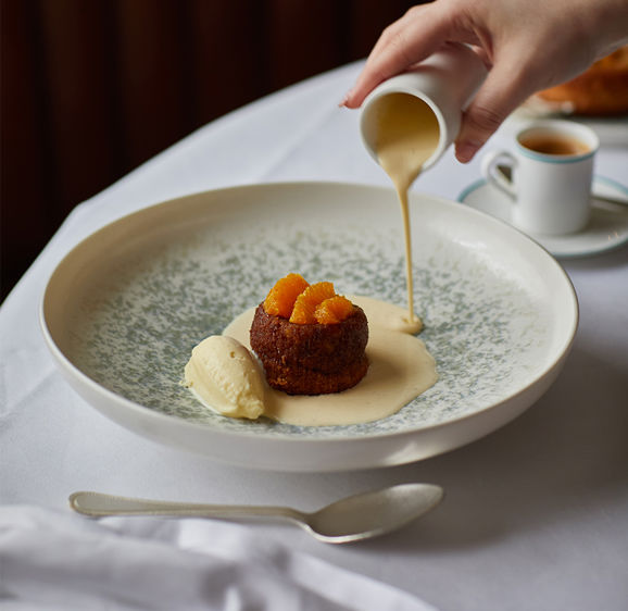 English Gril Orange Dessert cake with Custard English Gril Orange Dessert cake with Custard